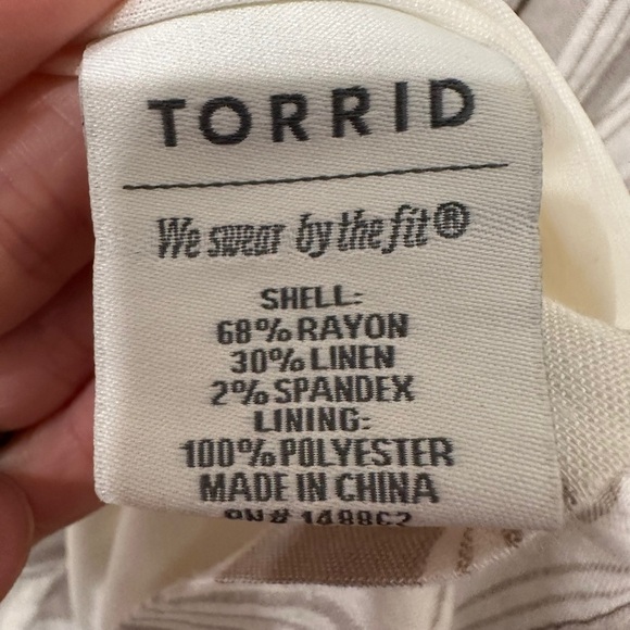 Torrid Linen Blend Blazer Sz 2X Neutral Tan Stripe Lined Lightweight Jacket‎ NEW - Picture 4 of 7